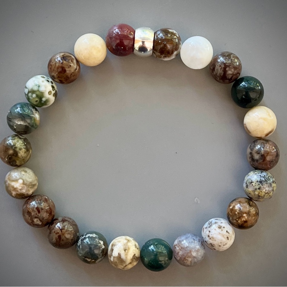Ocean Jasper Handcrafted Bead Bracelet - Picture 6 of 7